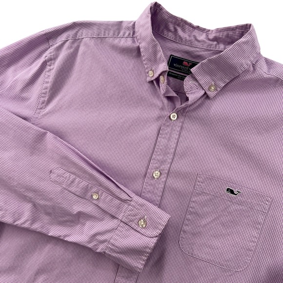 Vineyard Vines Other - Vineyard Vines Men Large Classic Fit Tucker Shirt Purple Gingham Long Sleeve Ivy
